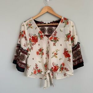 NWOT Crescent & Willough Floral Tie-Front Blouse